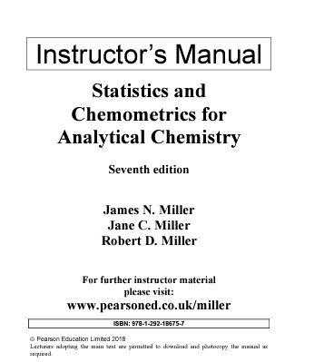 [Instructors Manual] Statistics and Chemometrics for Analytical Chemistry (7th Edition) - Pdf